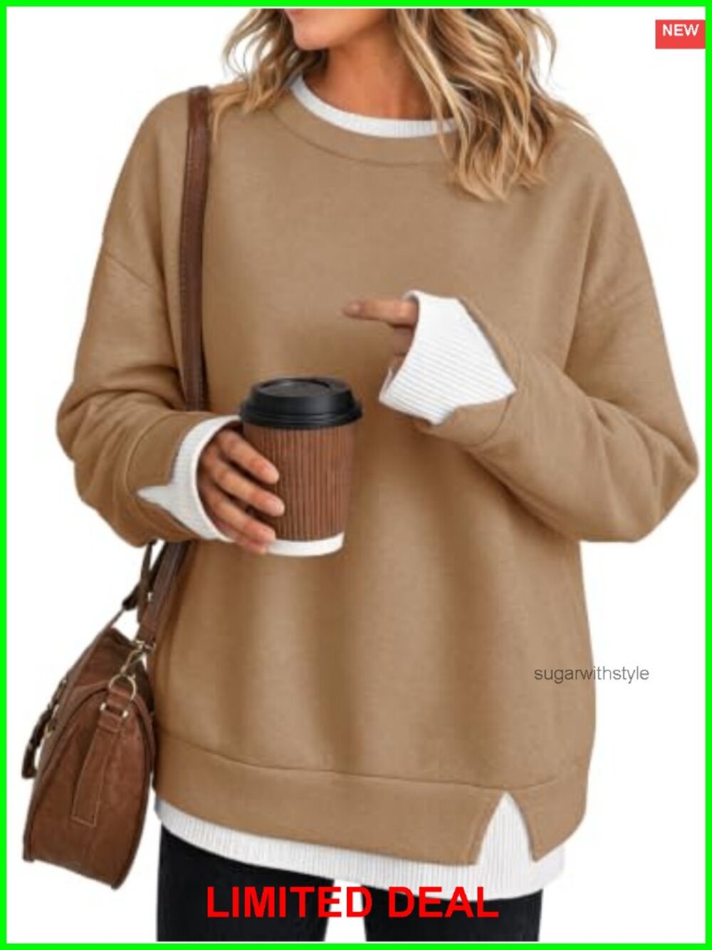 Women Oversized Crewneck Sweatshirt Long Sleeve Pullover Top